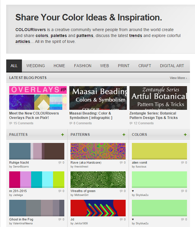 Color Trends Palettes COLOURlovers