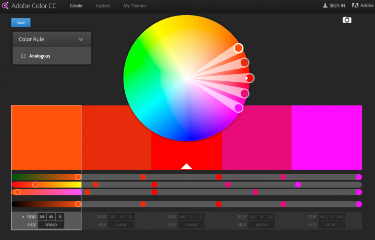 Color wheel Color schemes Adobe Color CC