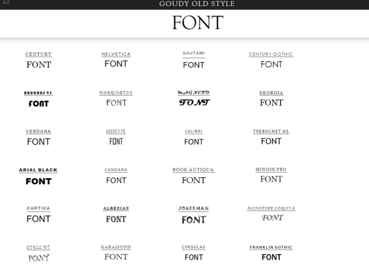 Font Comparison Chart