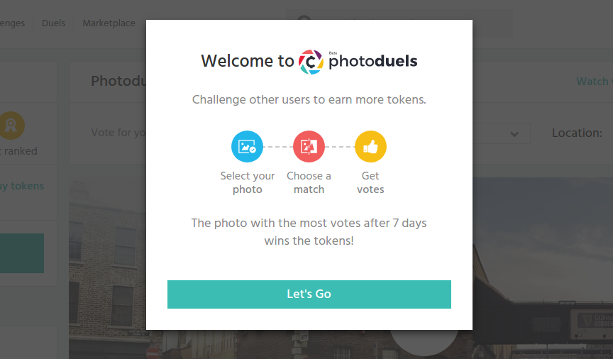 Screenshot of how you start with CoinaPhoto Photoduels 