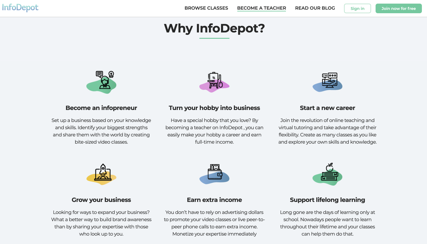 Screenshot_InfoDepot Become a Teacher page