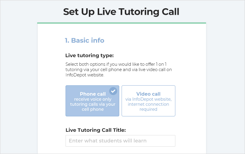 set up live tutoring calls