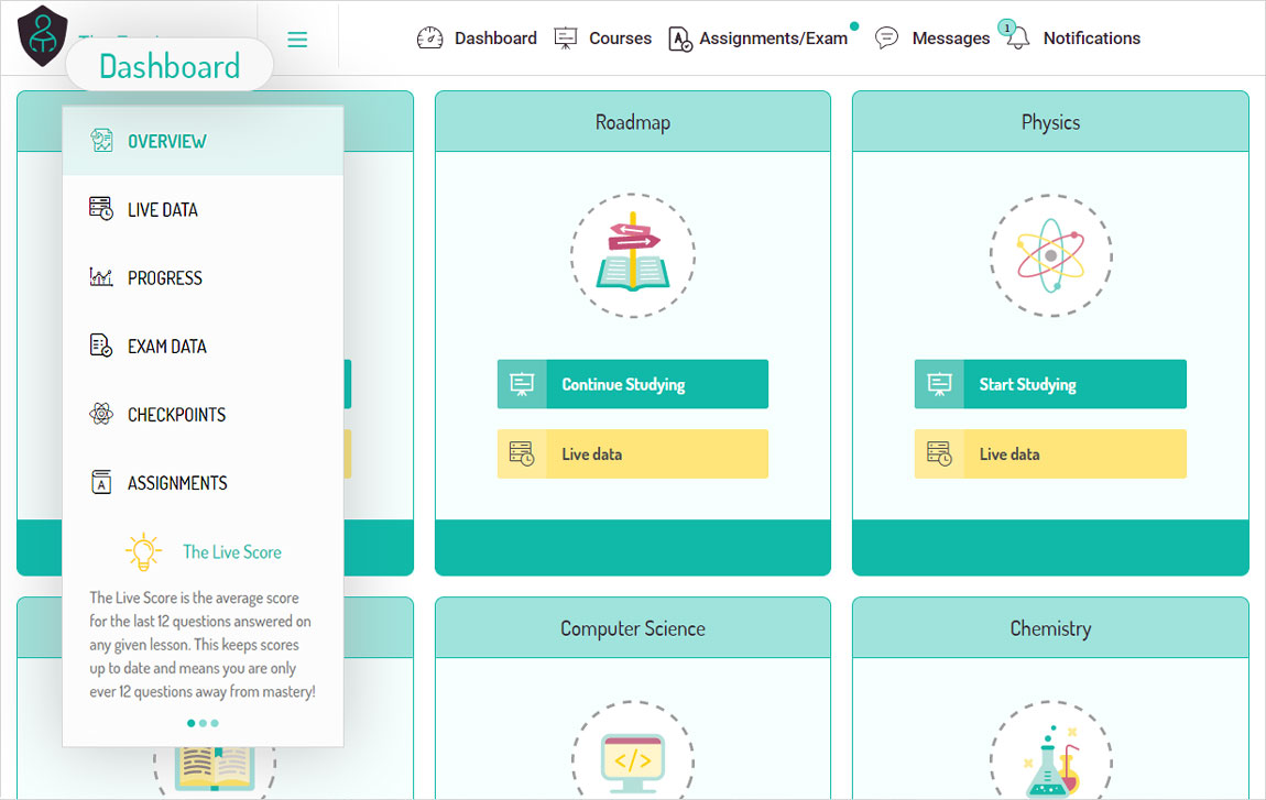 interactive learning feature for the exam preparation