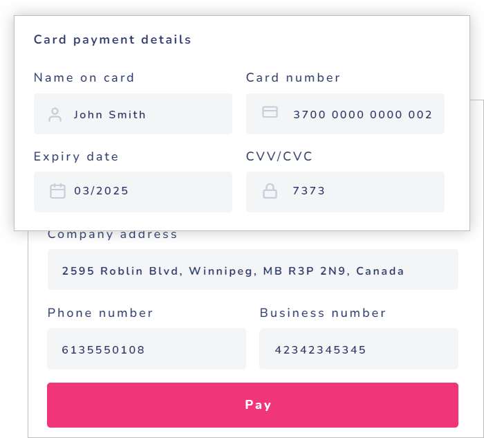 Payment process functionality